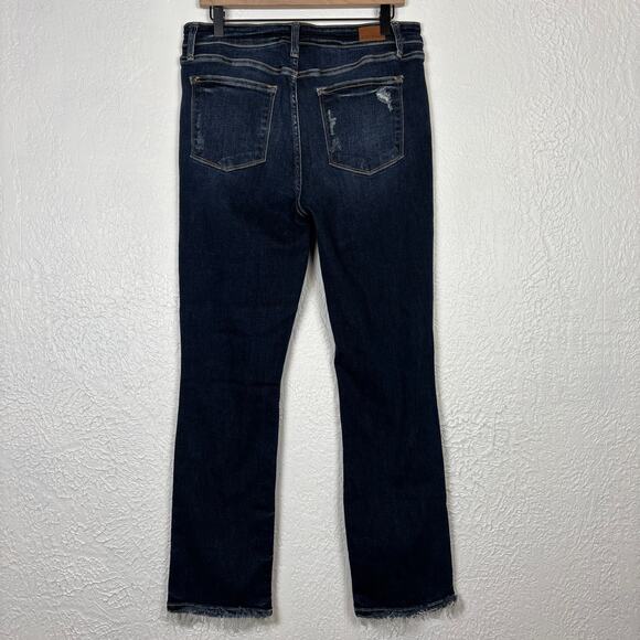 Judy Blue Distressed Straight Fit Dark Wash Jeans Size 15/32 - Picture 2 of 4